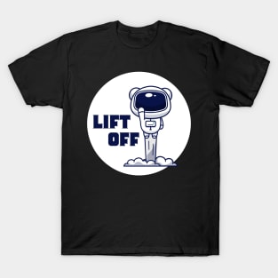 Space Suited Teddy Bear Lifts Off T-Shirt